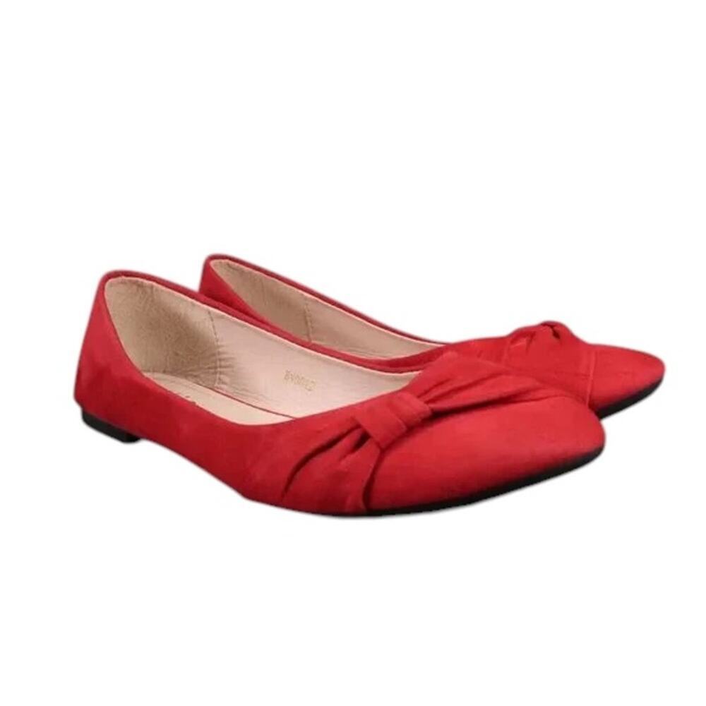 Ollio Shoes Womens 8 Ballet Flats Slip On Fashion Red Knot Classic Lifestyle